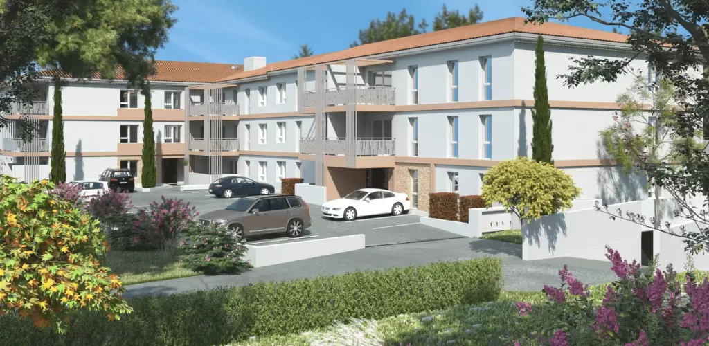 Immeuble moderne avec vu parking